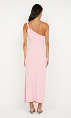 ARIVEN ASYM MIDI DRESS - POWDER PINK