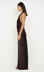 ELISIA WRAP MAXI DRESS - DARK CHOCOLATE