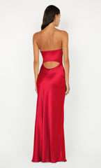 CINDER STRAPLESS MAXI DRESS - STRAWBERRY