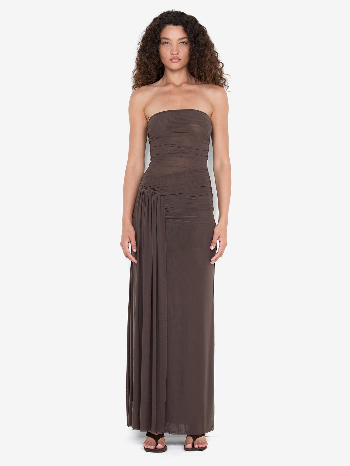 IDA STRAPLESS DRESS - DARK CHOCOLATE