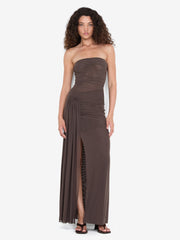 IDA STRAPLESS DRESS - DARK CHOCOLATE