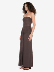 IDA STRAPLESS DRESS - DARK CHOCOLATE