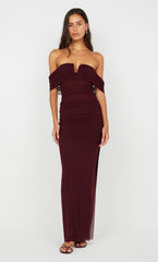 POPPY GATHERED MAXI DRESS - PLUM