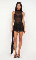 KARLA MINI DRESS - BLACK/CHOC SPOT