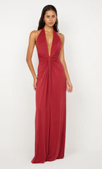 SUSIE PLUNGE MAXI DRESS - CHERRY
