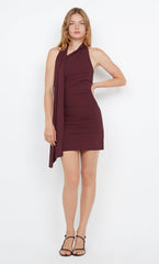 SONNIE ASYM MINI DRESS - PLUM