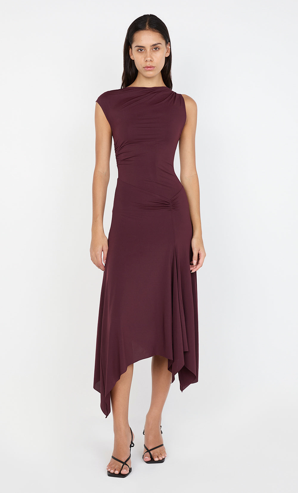 NARA ASYM MIDI DRESS - PLUM