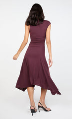 NARA ASYM MIDI DRESS - PLUM