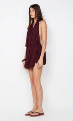 ROCHELLE DRAPE MINI DRESS - PLUM
