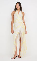 COLMAR WRAP MAXI DRESS - LEMON FLORAL