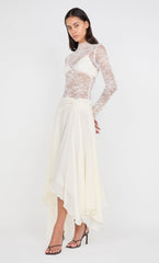 AUDREY ASYM MIDI DRESS - IVORY