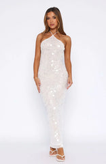 Dedication Sequin Maxi Dress White