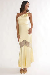 Avielle Lace Trim One-Shoulder Maxi Dress Butter