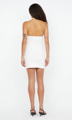 BRYNN HALTER MINI DRESS - WHITE