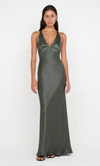 THE DREAMER V NECK DRESS - DARK WILLOW OLD