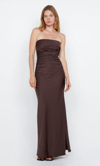 ETERNITY STRAPLESS MAXI DRESS - DARK CHOCOLATE