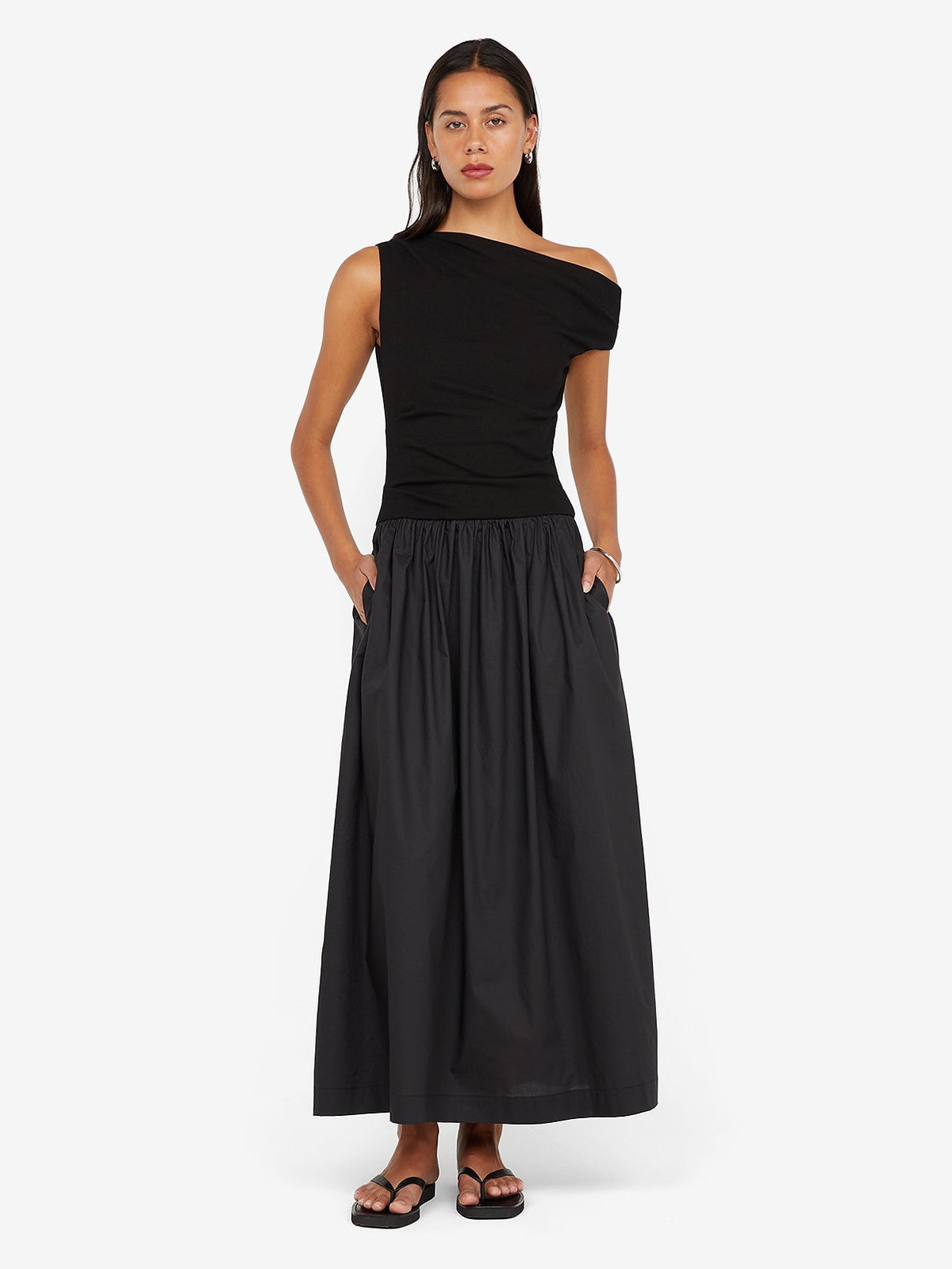 FREYA ASYM MAXI DRESS - BLACK