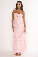 Janelia Layered Frill Maxi Dress Pink